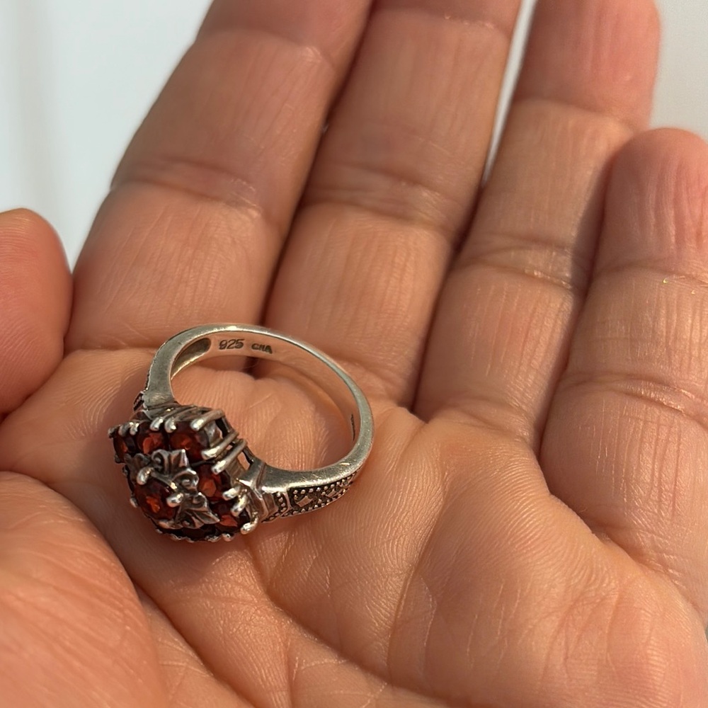 Vintage Garnet Ring 925 - Picture 5 of 8